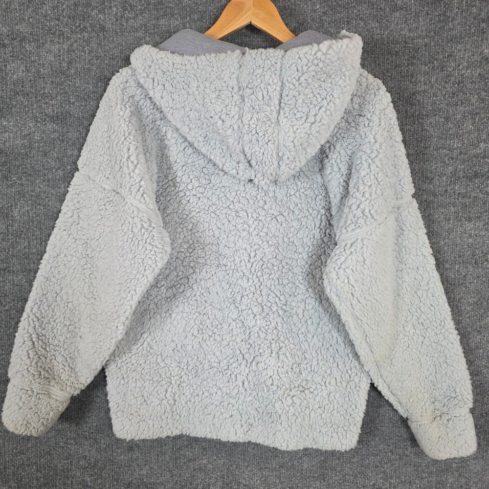 Prana Permafrost Half Zip Fleece Hoodie Light Blue Grey Recycled Sherpa Small - Picture 2 of 10